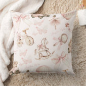 パーソナライズされたヴィンテージピンク子供部屋 クッション (ブランケット)