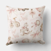 パーソナライズされたヴィンテージピンク子供部屋 クッション (裏面)