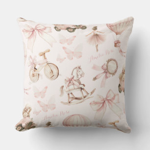 パーソナライズされたヴィンテージピンク子供部屋 クッション