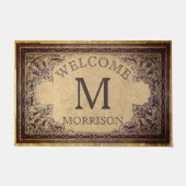 パーソナライズされたヴィンテージファミリーイニシャルカスタム歓迎 ドアマット (正面)