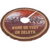 パーソナライズされたヴィンテージフットボールのクリスマスツリースカート ブラッシュドポリエステルツリースカート (アングル)