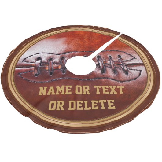 パーソナライズされたヴィンテージフットボールのクリスマスツリースカート ブラッシュドポリエステルツリースカート (アングル)