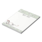 パーソナライズされたヴィンテージフランスのグリーンフローラ ノートパッド (回転)