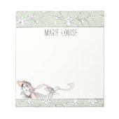 パーソナライズされたヴィンテージフランスのグリーンフローラ ノートパッド (正面)