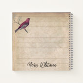 パーソナライズされたヴィンテージフランスのフローラ受信 ノートブック (裏面)