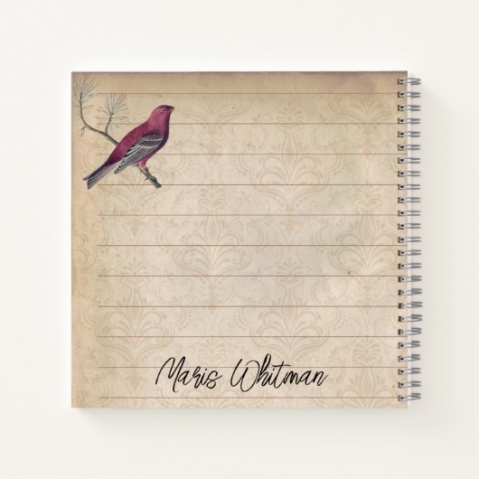 パーソナライズされたヴィンテージフランスのフローラ受信 ノートブック (裏面)