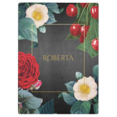 パーソナライズされたヴィンテージフローラエレガンス クリップボード (裏面)