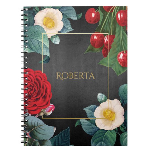 パーソナライズされたヴィンテージフローラエレガンス ノートブック (正面)
