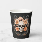 パーソナライズされたヴィンテージフローラスカル 紙コップ (裏面)