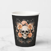 パーソナライズされたヴィンテージフローラスカル 紙コップ (正面)