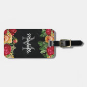 パーソナライズされたヴィンテージフローラ旅行 ラゲッジタグ (正面横)