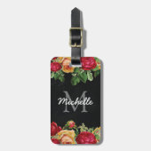 パーソナライズされたヴィンテージフローラ旅行 ラゲッジタグ (正面縦)