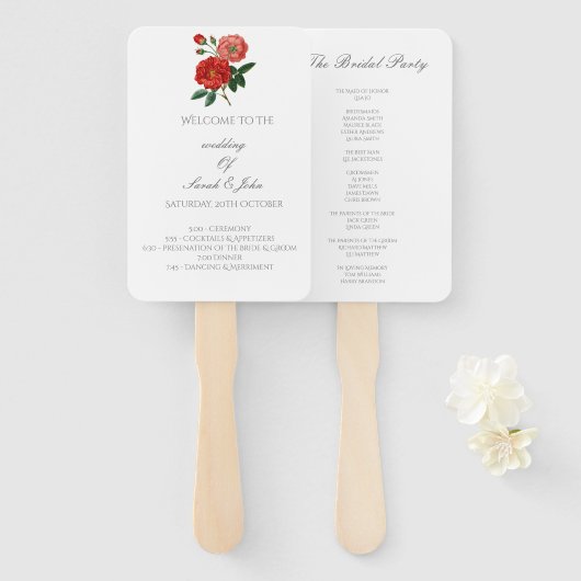 パーソナライズされたヴィンテージフローラ結婚式 プログラムファン ハンドファン (正面&裏面)
