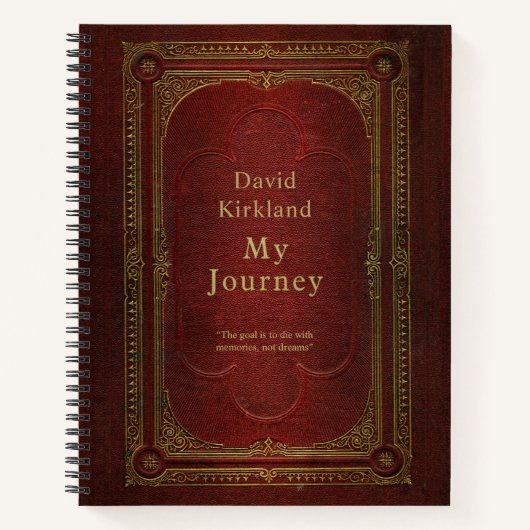 パーソナライズされたヴィンテージブック旅行仕訳帳 ノートブック (正面)