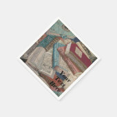 パーソナライズされたヴィンテージブック背景ナプキン スタンダードカクテルナプキン (角)