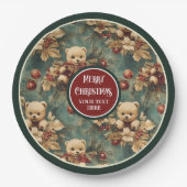 パーソナライズされたヴィンテージプレートイン深いグリーンスタイル ペーパープレート (正面)