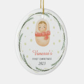 パーソナライズされたヴィンテージベビーの初めてのクリスマス セラミックオーナメント (右)