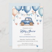 パーソナライズされたヴィンテージホイールベビーシャワー招待状 招待状 (正面/裏面)