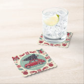 パーソナライズされたヴィンテージホリデーレトロクリスマスカー ペーパーコースター (インサイチュ)