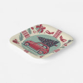 パーソナライズされたヴィンテージホリデーレトロクリスマスカー ペーパープレート (傾斜あり)