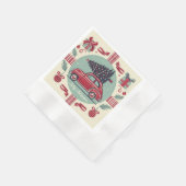 パーソナライズされたヴィンテージホリデーレトロクリスマスカー 縁ありカクテルナプキン (角)