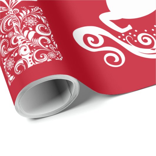 パーソナライズされたヴィンテージホワイト&レッドクリスマスラップ ラッピングペーパー (ロールコーナー)