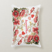 パーソナライズされたヴィンテージポップとハート アクセントクッション (正面(垂直))