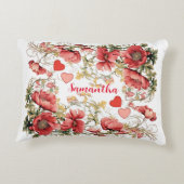 パーソナライズされたヴィンテージポップとハート アクセントクッション (裏面)