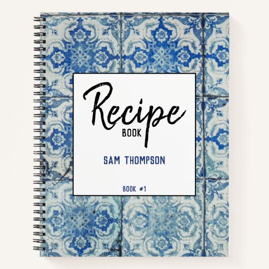 パーソナライズされたヴィンテージポルトガル語パターンレシピ ノートブック (正面)