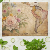 パーソナライズされたヴィンテージマップ キッチンタオル (折り畳み)