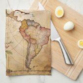 パーソナライズされたヴィンテージマップ キッチンタオル (四つ折り)