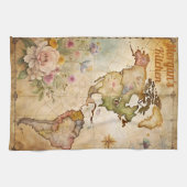 パーソナライズされたヴィンテージマップ キッチンタオル (横)