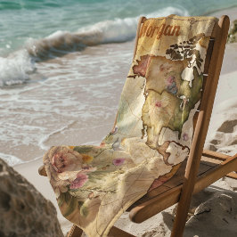 パーソナライズされたヴィンテージマップ ビーチタオル