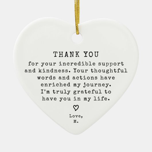 パーソナライズされたヴィンテージミニマルありがとう セラミックオーナメント (正面)