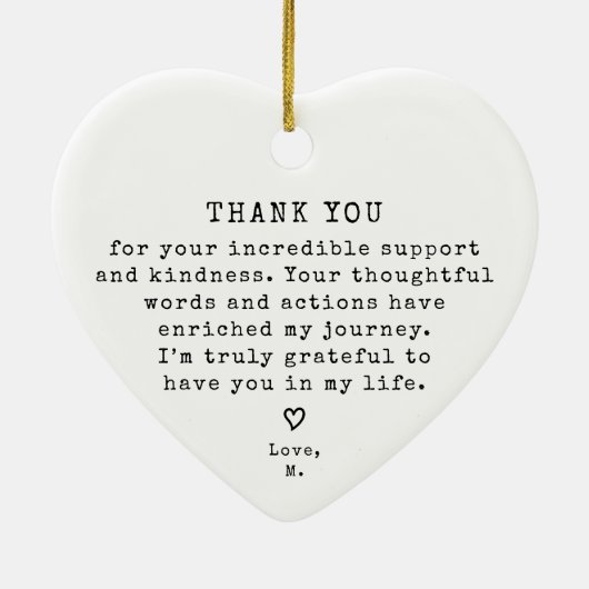 パーソナライズされたヴィンテージミニマルありがとう セラミックオーナメント (裏面)