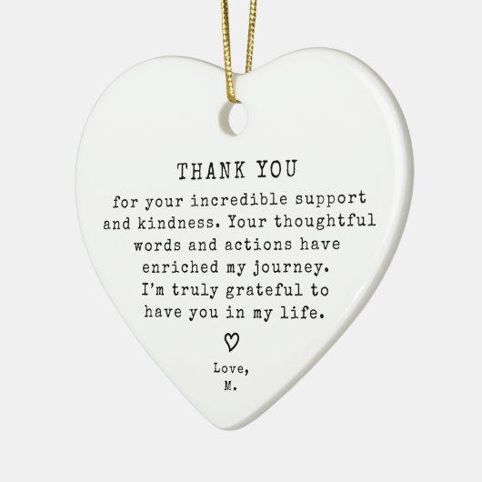 パーソナライズされたヴィンテージミニマルありがとう セラミックオーナメント (左)