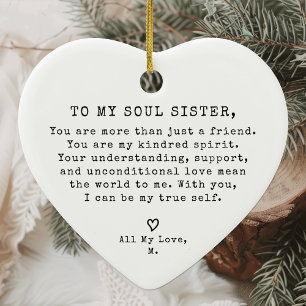 パーソナライズされたヴィンテージミニマルソウルシスタークリスマス セラミックオーナメント