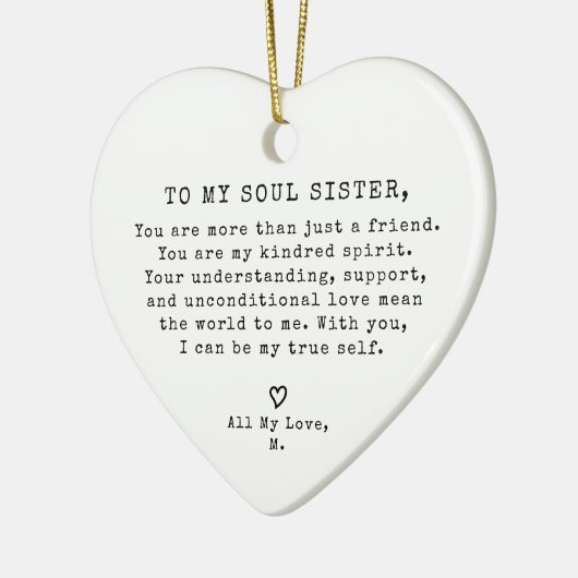 パーソナライズされたヴィンテージミニマルソウルシスタークリスマス セラミックオーナメント (左)