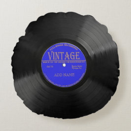 パーソナライズされたヴィンテージレコードのラウンド装飾用クッション ラウンドクッション