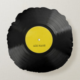 パーソナライズされたヴィンテージレコードのラウンド装飾用クッション ラウンドクッション