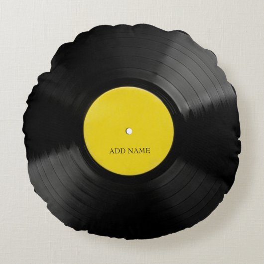 パーソナライズされたヴィンテージレコードのラウンド装飾用クッション ラウンドクッション (正面)