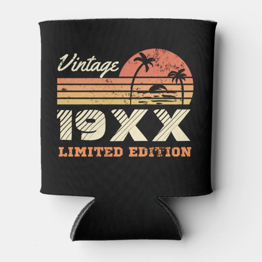 パーソナライズされたヴィンテージレトロ誕生日 缶クーラー (正面)