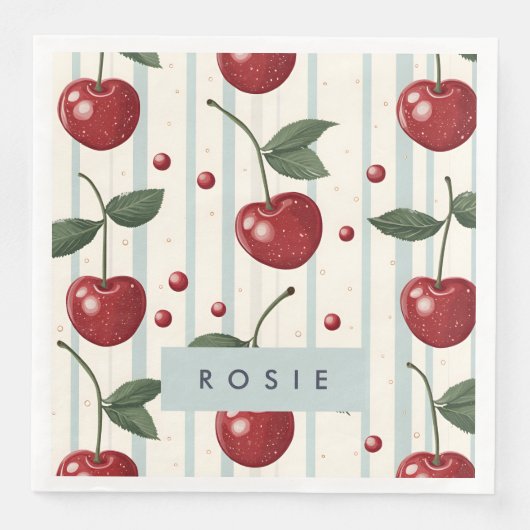 パーソナライズされたヴィンテージレトロ赤さくらんぼパターン (正面)