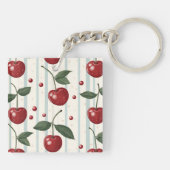 パーソナライズされたヴィンテージレトロ赤さくらんぼパターン キーホルダー (裏面)