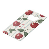 パーソナライズされたヴィンテージレトロ赤さくらんぼパターン クレジットカード栓抜き (裏面アングル)