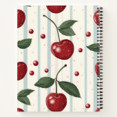 パーソナライズされたヴィンテージレトロ赤さくらんぼパターン ノートブック (裏面)