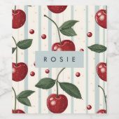 パーソナライズされたヴィンテージレトロ赤さくらんぼパターン ワインラベル (シングルラベル)