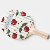パーソナライズされたヴィンテージレトロ赤さくらんぼパターン 卓球ラケット (横)