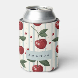 パーソナライズされたヴィンテージレトロ赤さくらんぼパターン 缶クーラー