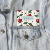 パーソナライズされたヴィンテージレトロ赤さくらんぼパターン 缶バッジ (インサイチュ)